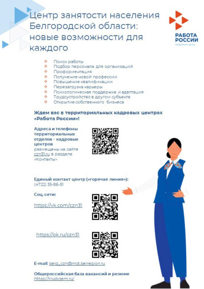 Центр занятости населения Белгородской области информирует!. Центр занятости населения Белгородской области информирует!.